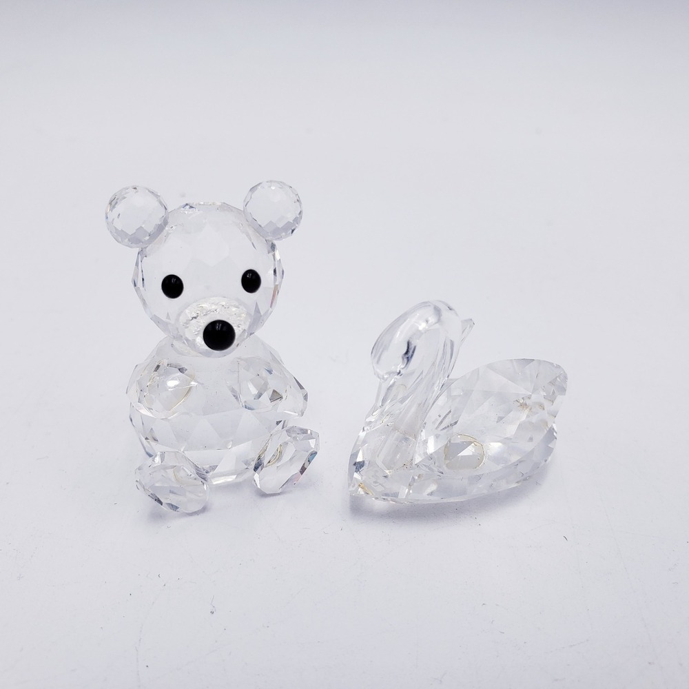 Swarovski Crystal Figurines Clear Bear and Swan Miniatures OS